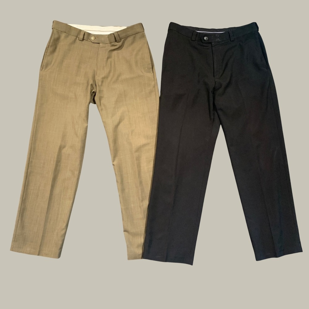 Haggar Dress Pants Mens 32x30 Khaki Tan Classic Fit Straight Leg Business Office